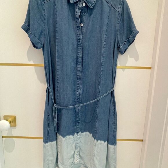 SPLENDID 241372 Womens Denim Chambray Casual Shirt Dress dip dye ombre S - Picture 3 of 13